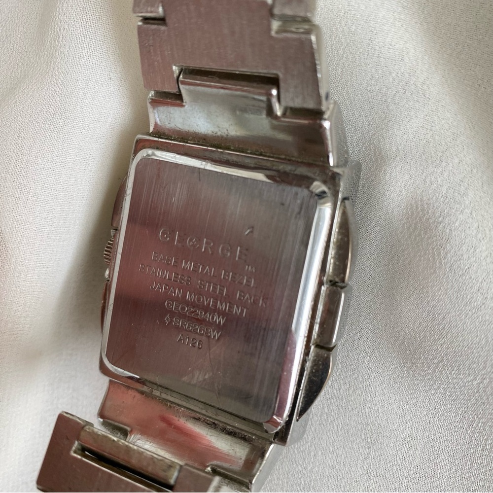 VTG Chunky Silver Rectangular Stainless Steel Wat… - image 4